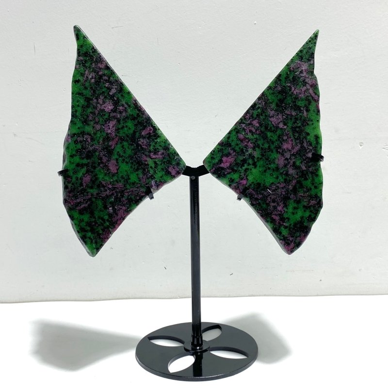 2 Pairs Ruby Zoisite Slab Wing With Stand - Wholesale Crystals
