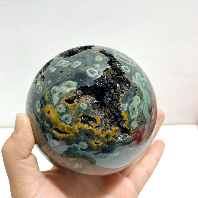 2 Pieces 6th Vein Ocean Jasper Spheres - Wholesale Crystals