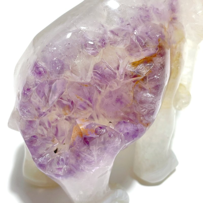 2 Pieces Amethyst Mixed Geode Druzy Agate Elephant Animal Carving A21 - Wholesale Crystals