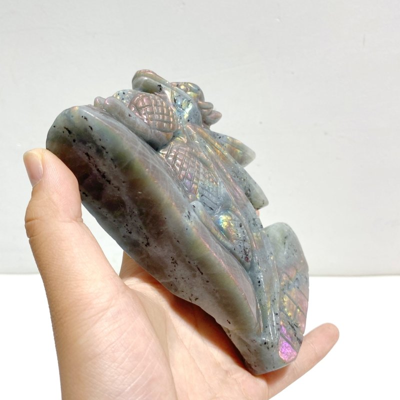 2 Pieces Beautiful Labradorite Flying Dragon Castle Carving -Wholesale Crystals