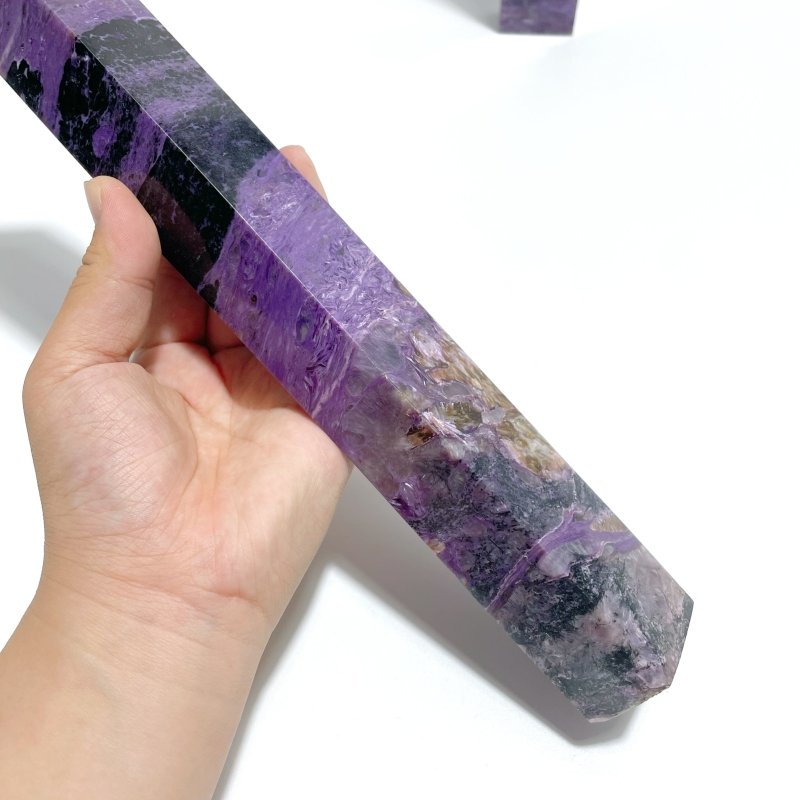 2 Pieces Charoite Four - sided Tower For Collection A05 - Wholesale Crystals