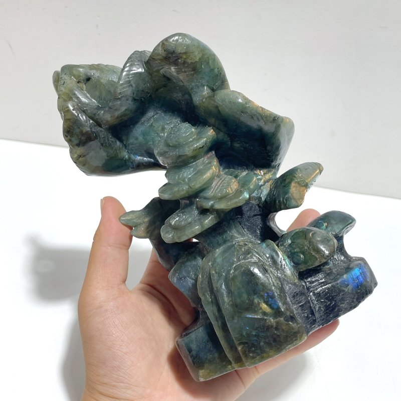 2 Pieces Labradorite Nine - tailed Fox Carving - Wholesale Crystals