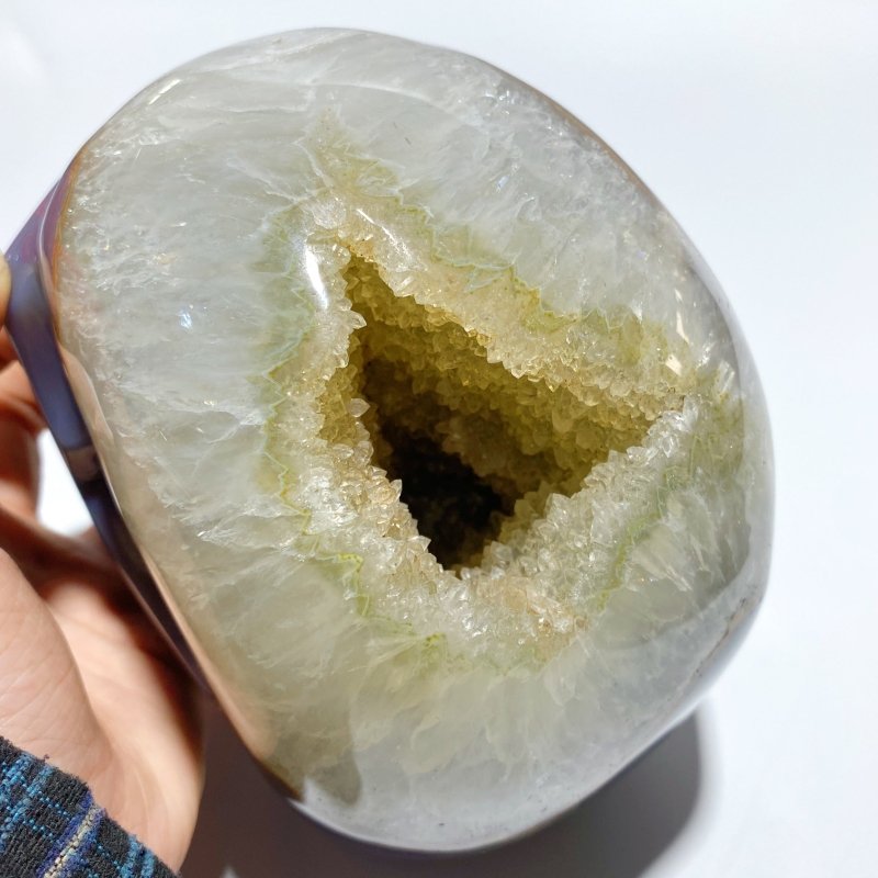 2 Pieces Large Geode Druzy Agate Skull Carving - Wholesale Crystals