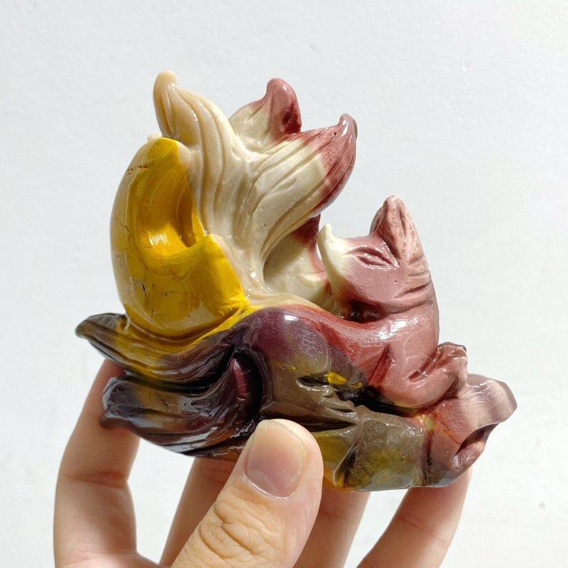 2 Pieces Mookaite Nine-tailed Fox Carving 3 -Wholesale Crystals