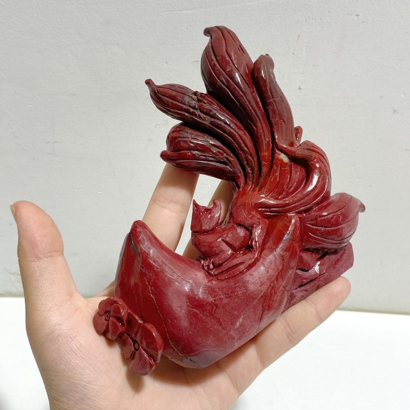 2 Pieces Mookaite Nine-tailed Fox Carving -Wholesale Crystals