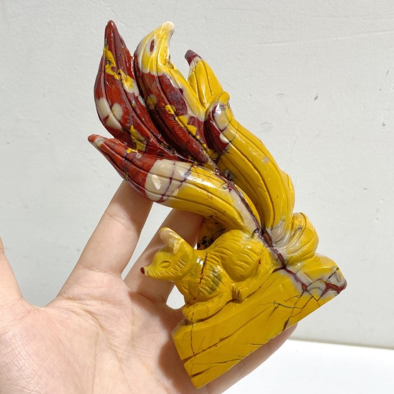 2 Pieces Mookaite Nine-tailed Fox Carving 6 -Wholesale Crystals