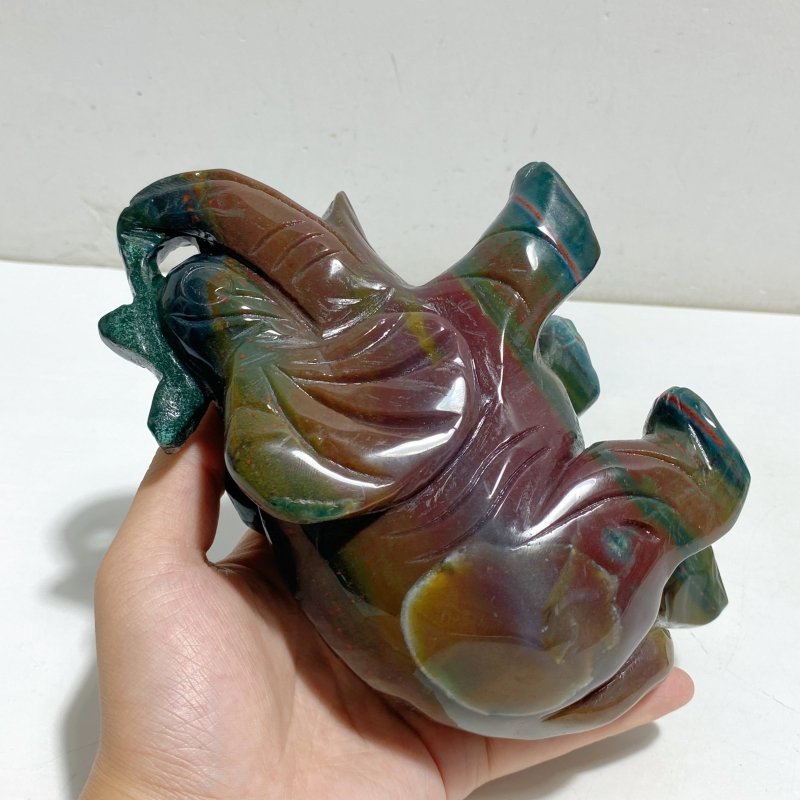 2 Pieces Ocean Jasper Elephants Carving -Wholesale Crystals