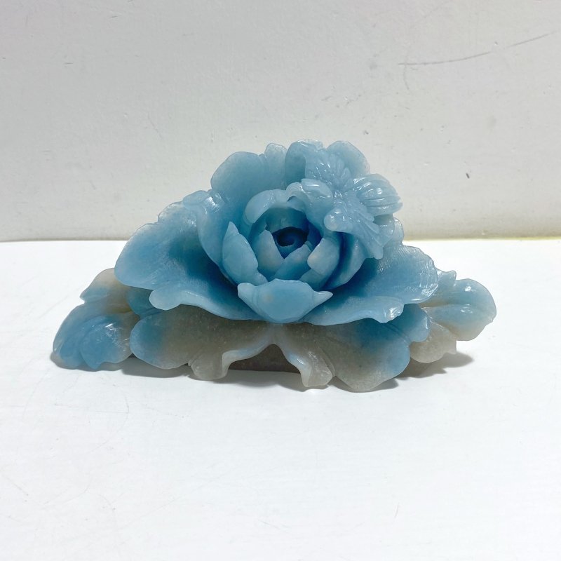 2 Pieces Trolleite Flower & Mandarin Duck Carving - Wholesale Crystals