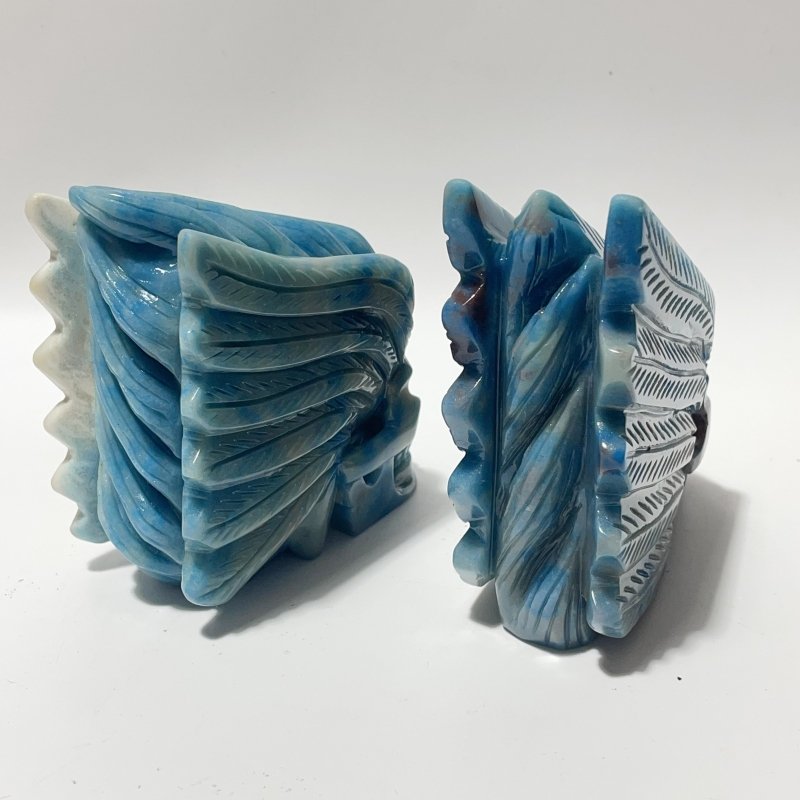 2 Pieces Trolleite Stone Indian Skull Carving - Wholesale Crystals