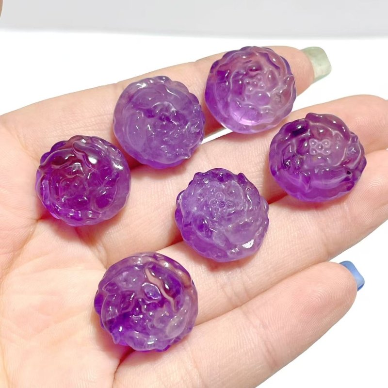 2 Styles Amethyst Rose Flower Carving Wholesale - Wholesale Crystals
