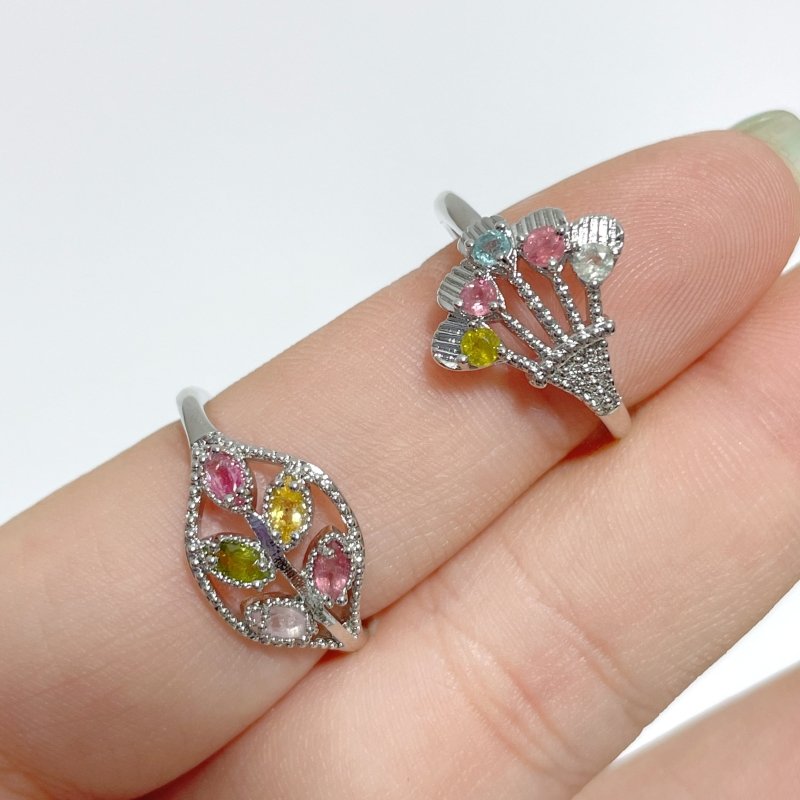 2 Styles Colorful Tourmaline Ring Wholesale - Wholesale Crystals