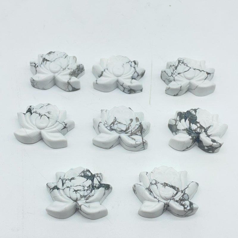 2 Types Lotus Flower Carving Wholesale Lepidolite Howlite -Wholesale Crystals