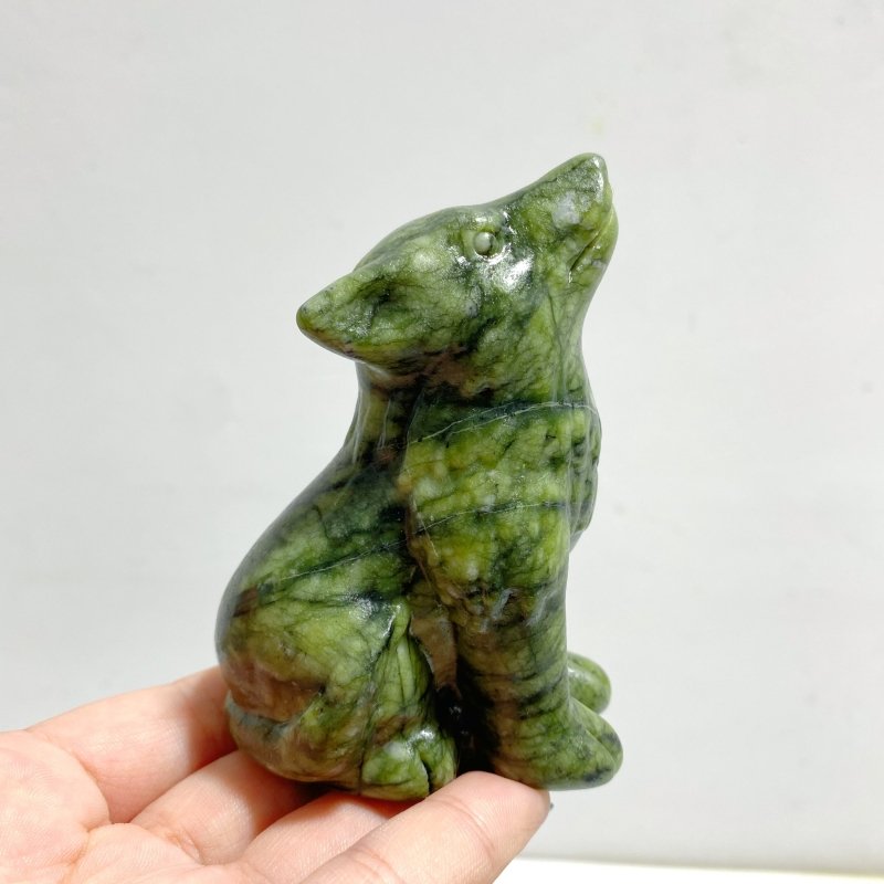 2 Types Wolf Carving Wholesale Green Jade Garnet - Wholesale Crystals