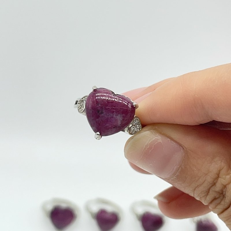 20 Pieces High Quality Ruby Zoisite Heart Shape Ring -Wholesale Crystals