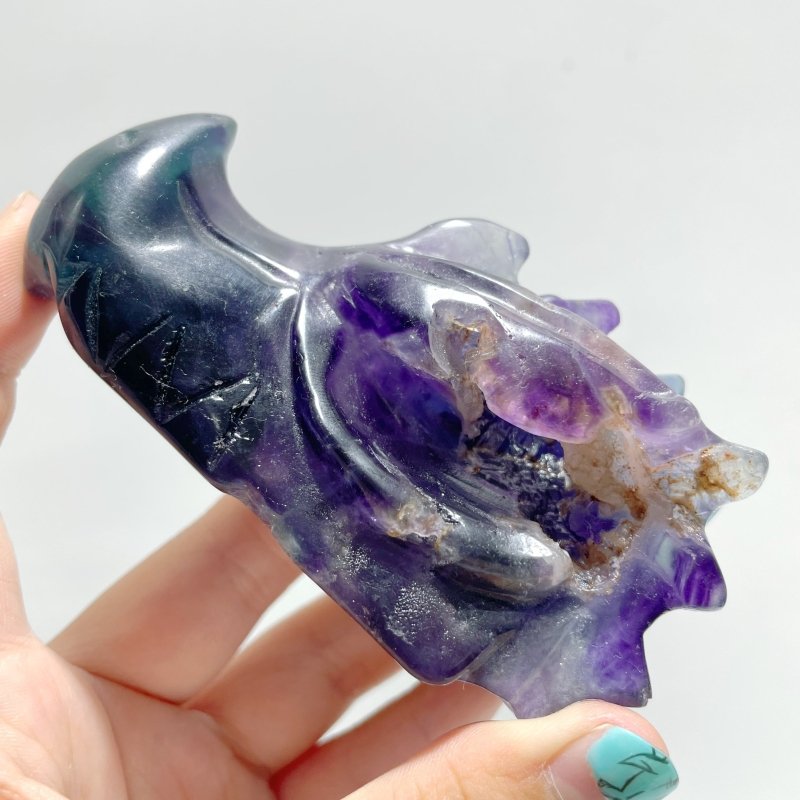 20 Pieces Rainbow Fluorite Dragon Head Carving - Wholesale Crystals