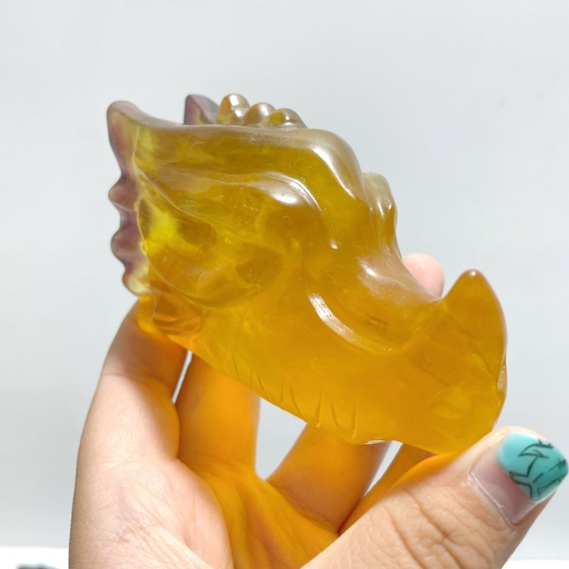 20 Pieces Rainbow Fluorite Dragon Head Carving - Wholesale Crystals