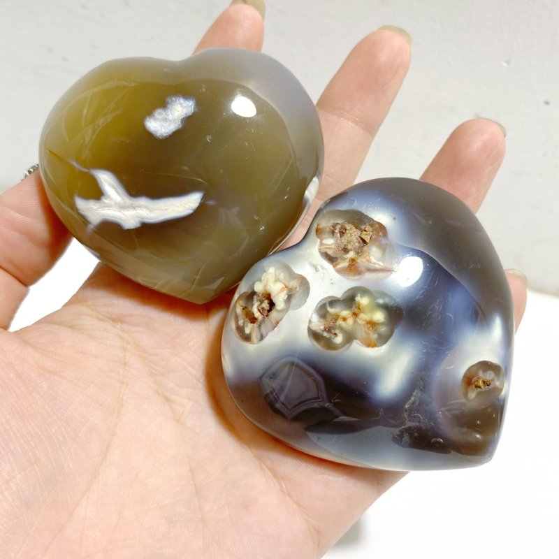 21 Pieces Black Orca Agate Heart 4 -Wholesale Crystals
