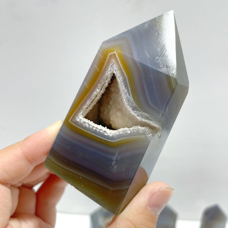 21 Pieces Geode Druzy Agate Four - sided Tower Point - Wholesale Crystals