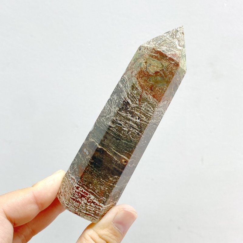 21 Pieces Green Stripe Jasper Point 2 - Wholesale Crystals