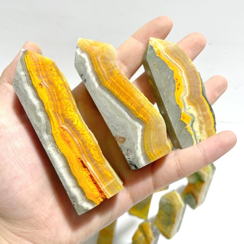 22 Pieces Deep Yellow Bumble Bee Jasper Raw Side Point - Wholesale Crystals