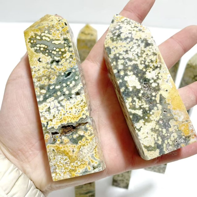 24 Pieces Beautiful Vein Ocean Jasper Four - sided Tower Points - Wholesale Crystals