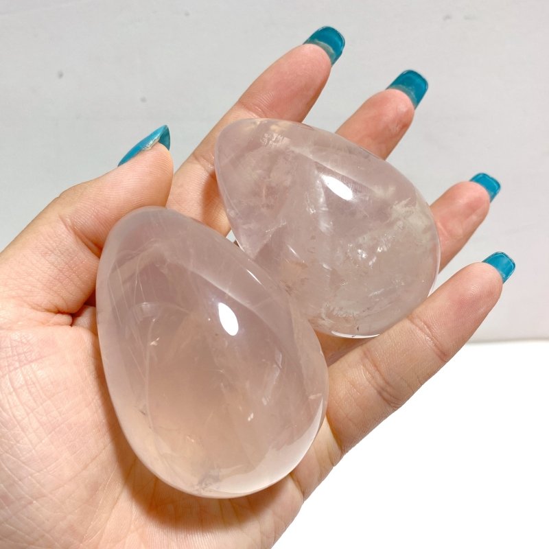 24 Pieces Six Star Line Rose Quartz Eggs With Rainbow - Wholesale Crystals
