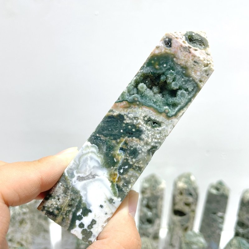 26 Pieces 7th Vein Ocean Jasper Four - Sided Points - Wholesale Crystals