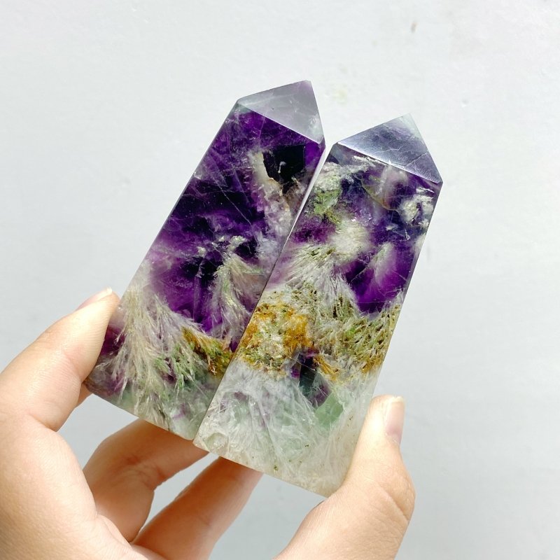 26 Pieces Feather Fluorite Four - sided Tower - Wholesale Crystals