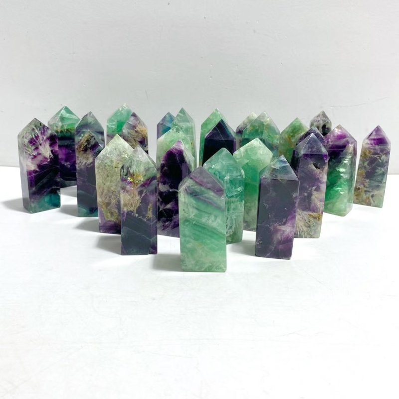 26 Pieces Feather Fluorite Four - sided Tower - Wholesale Crystals