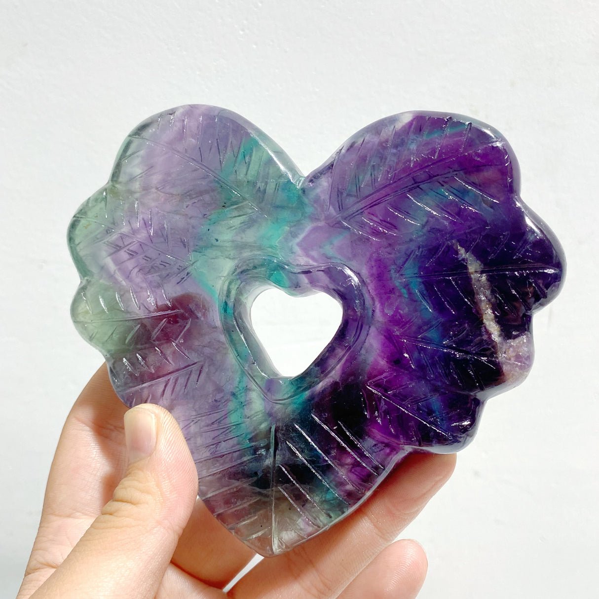 7 Pieces Rainbow Fluorite Heart With Stand