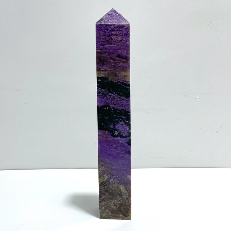 28.5CM Large Charoite Four - sided Tower For Collection A01 - Wholesale Crystals