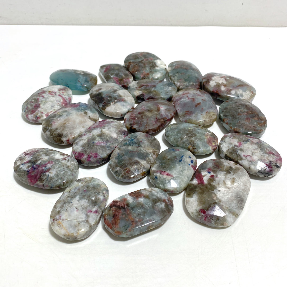 Pink & Blue Tourmaline Palm Stone Wholesale (Crack)