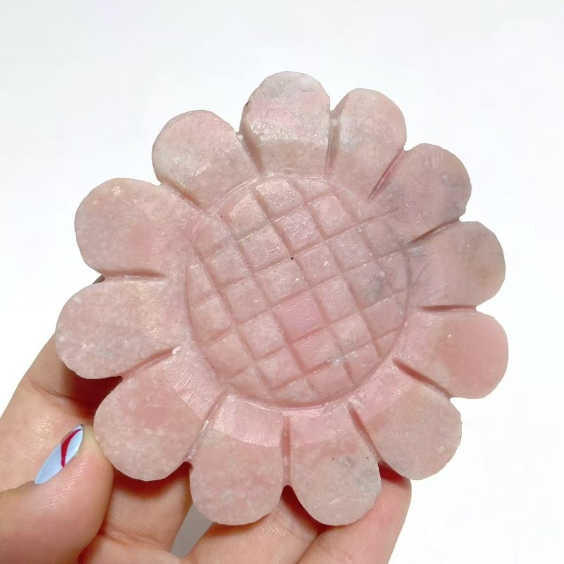 3 Pairs Beautiful Flower Carving With Stand Moss Agate Pink Opal Fluorite - Wholesale Crystals