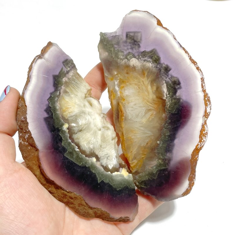 3 Pairs Fluorite Mixed Pyrite Butterfly Wing Carving With Stand - Wholesale Crystals