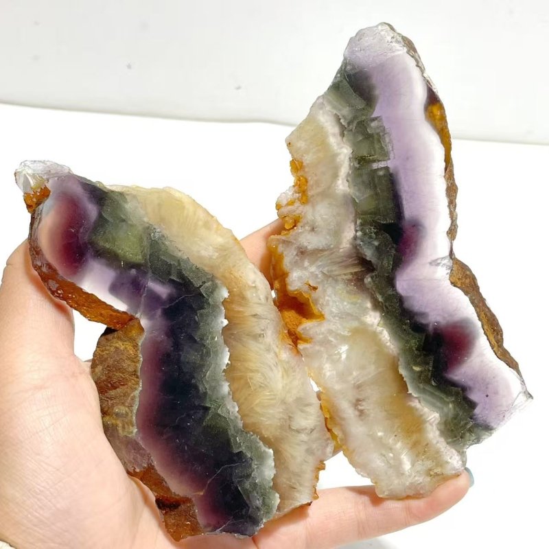 3 Pairs Fluorite Mixed Pyrite Butterfly Wing With Stand 5 - Wholesale Crystals