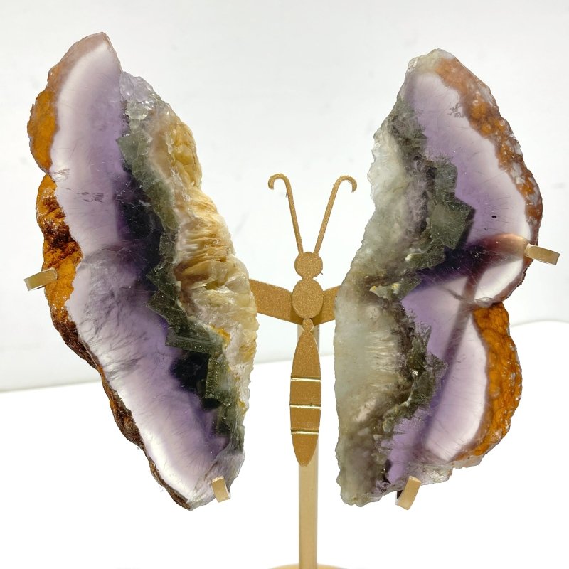 3 Pairs Fluorite Mixed Pyrite Butterfly Wing With Stand 7 - Wholesale Crystals