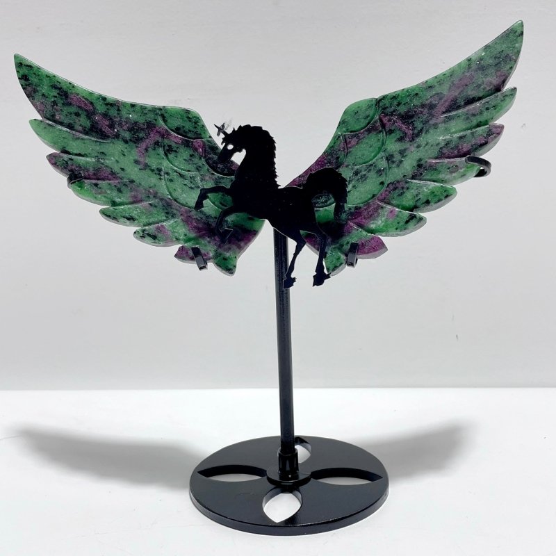 3 Pairs Ruby Zoisite Pegasus Wing Carving With Stand - Wholesale Crystals