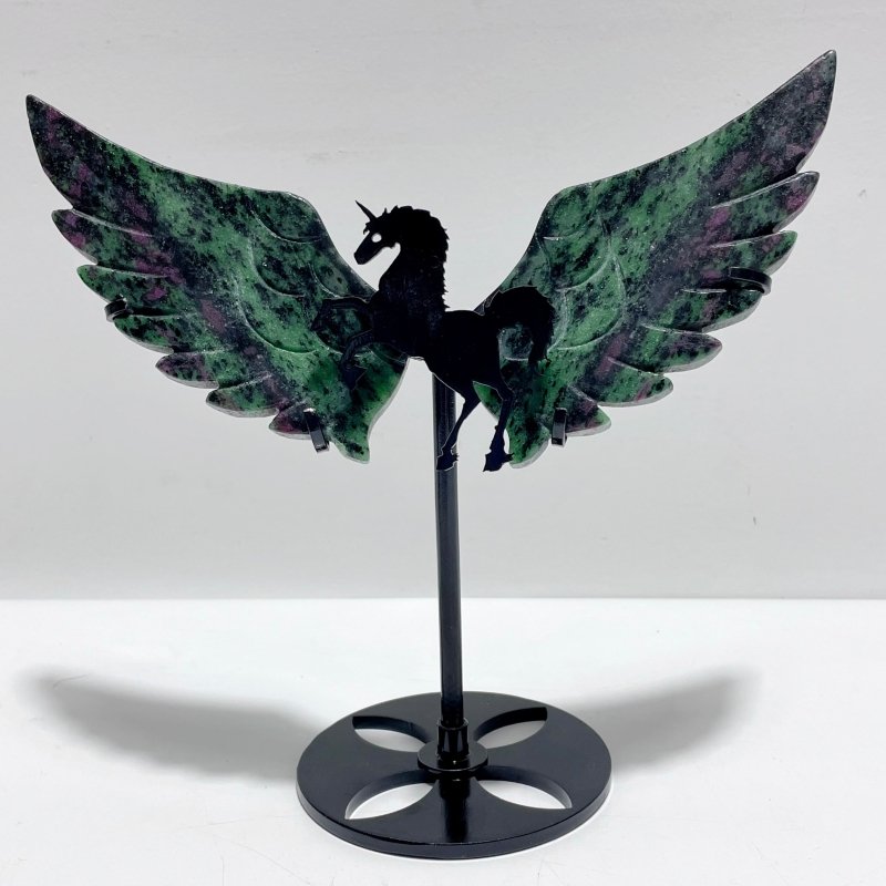 3 Pairs Ruby Zoisite Pegasus Wing Carving With Stand - Wholesale Crystals