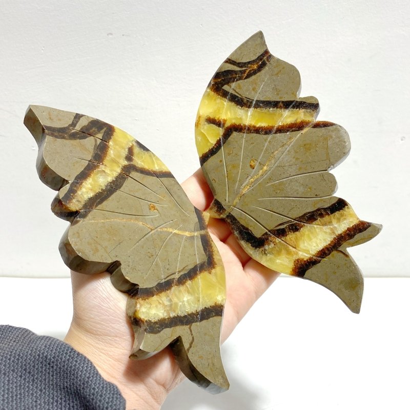 3 Pairs Septarian Butterfly Wing Carving With Stand 6 - Wholesale Crystals