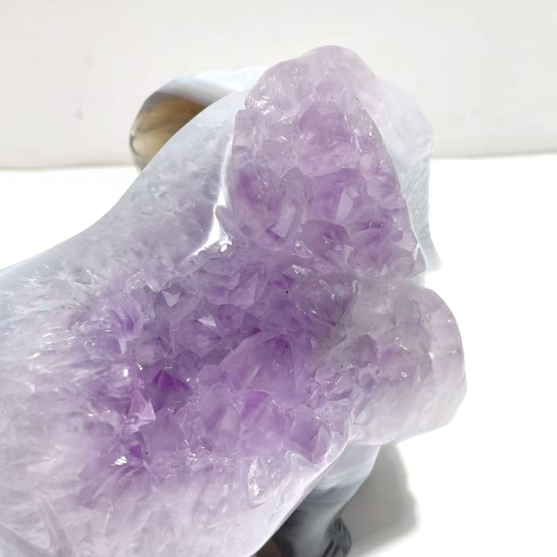 3 Pieces Amethyst Mixed Geode Druzy Agate Elephant Animal Carving A22 - Wholesale Crystals