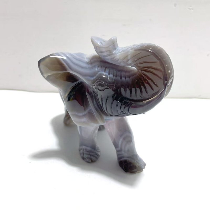 3 Pieces Amethyst Mixed Geode Druzy Agate Elephant Animal Carving A22 - Wholesale Crystals