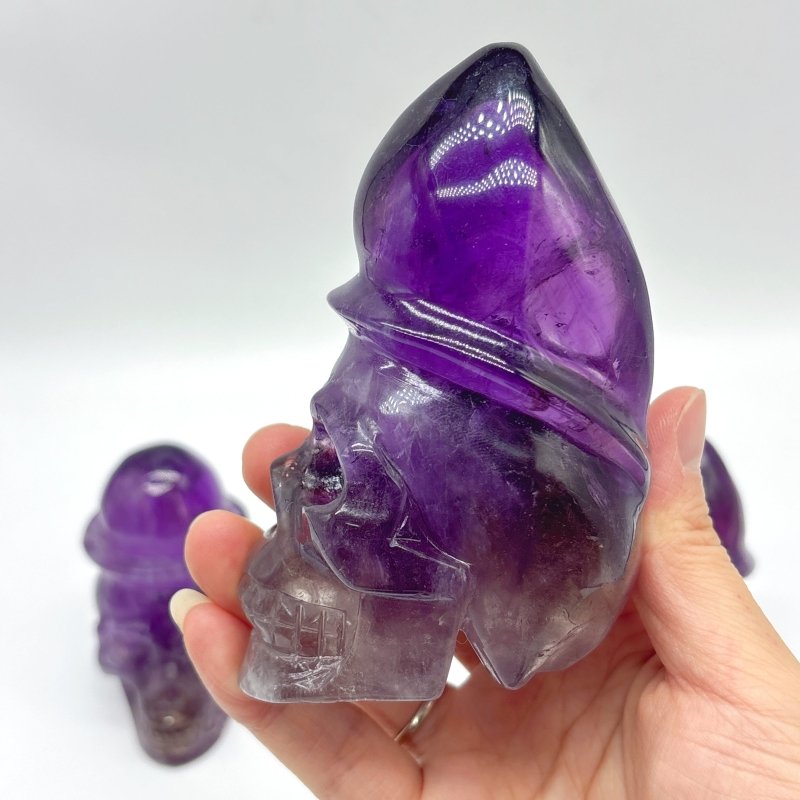3 Pieces High Quality Amethyst Skull Carving - Wholesale Crystals