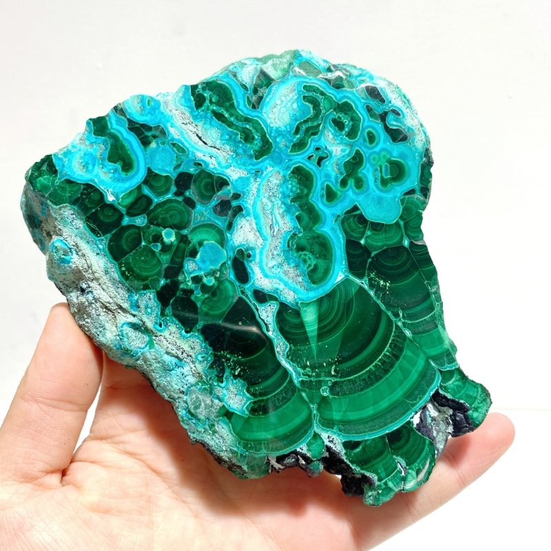 3 Pieces High Quality Beautiful Chrysocolla Mixed Malachite Slab Specimen 2 - Wholesale Crystals