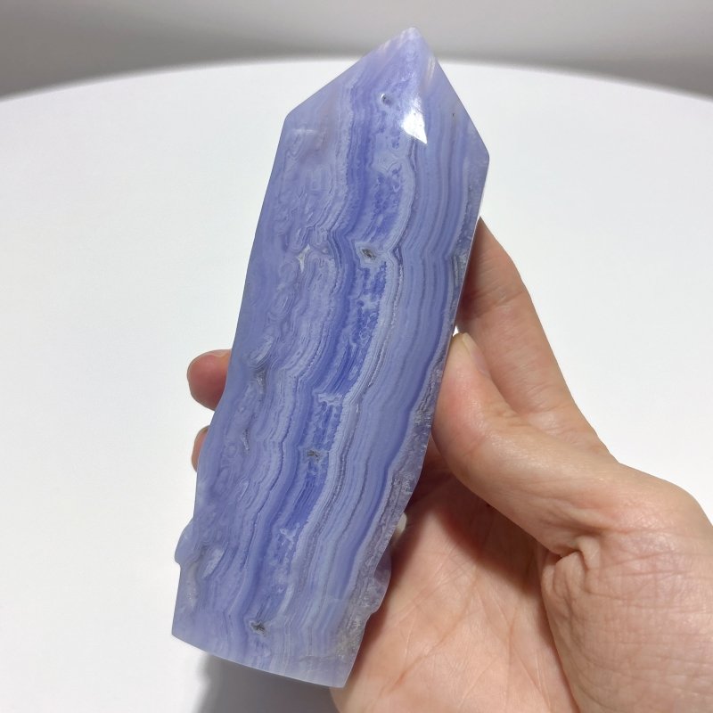 3 Pieces High Quality Blue Lace Agate Skull Carving - Wholesale Crystals