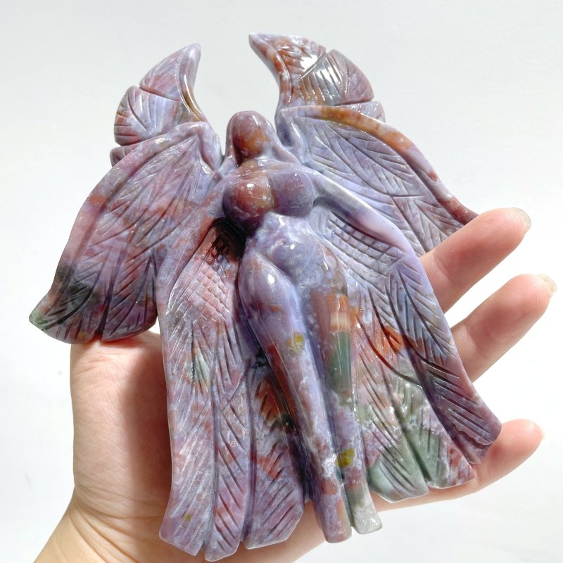 3 Pieces Large Ocean Jasper Seraphim Angel Carving - Wholesale Crystals