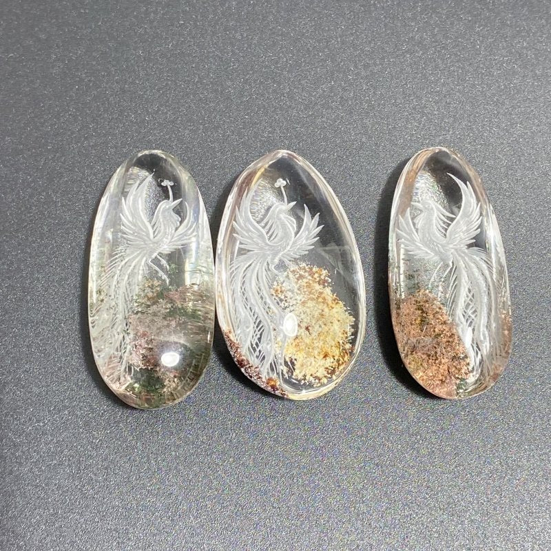 3 Pieces Phoenix Garden Quartz Inner Scene Carving -Wholesale Crystals