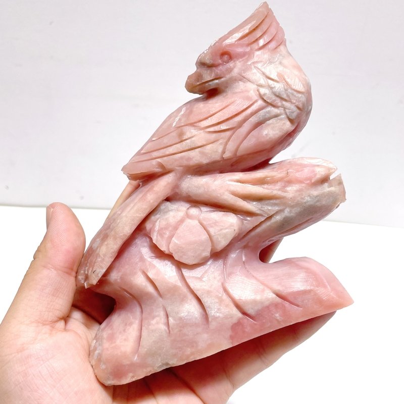 3 Pieces Pink Opal Bird Carving - Wholesale Crystals