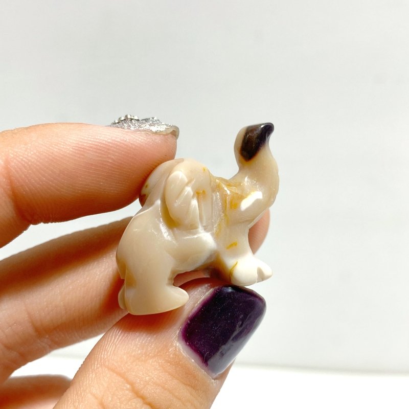 3 Types Mini Elephant Carving Wholesale Rose Quartz Mookaite Ocean Jasper - Wholesale Crystals