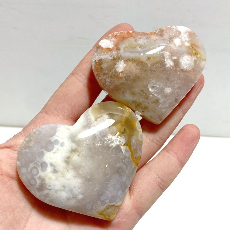 31 Pieces Geode Sakura Flower Agate Heart - Wholesale Crystals