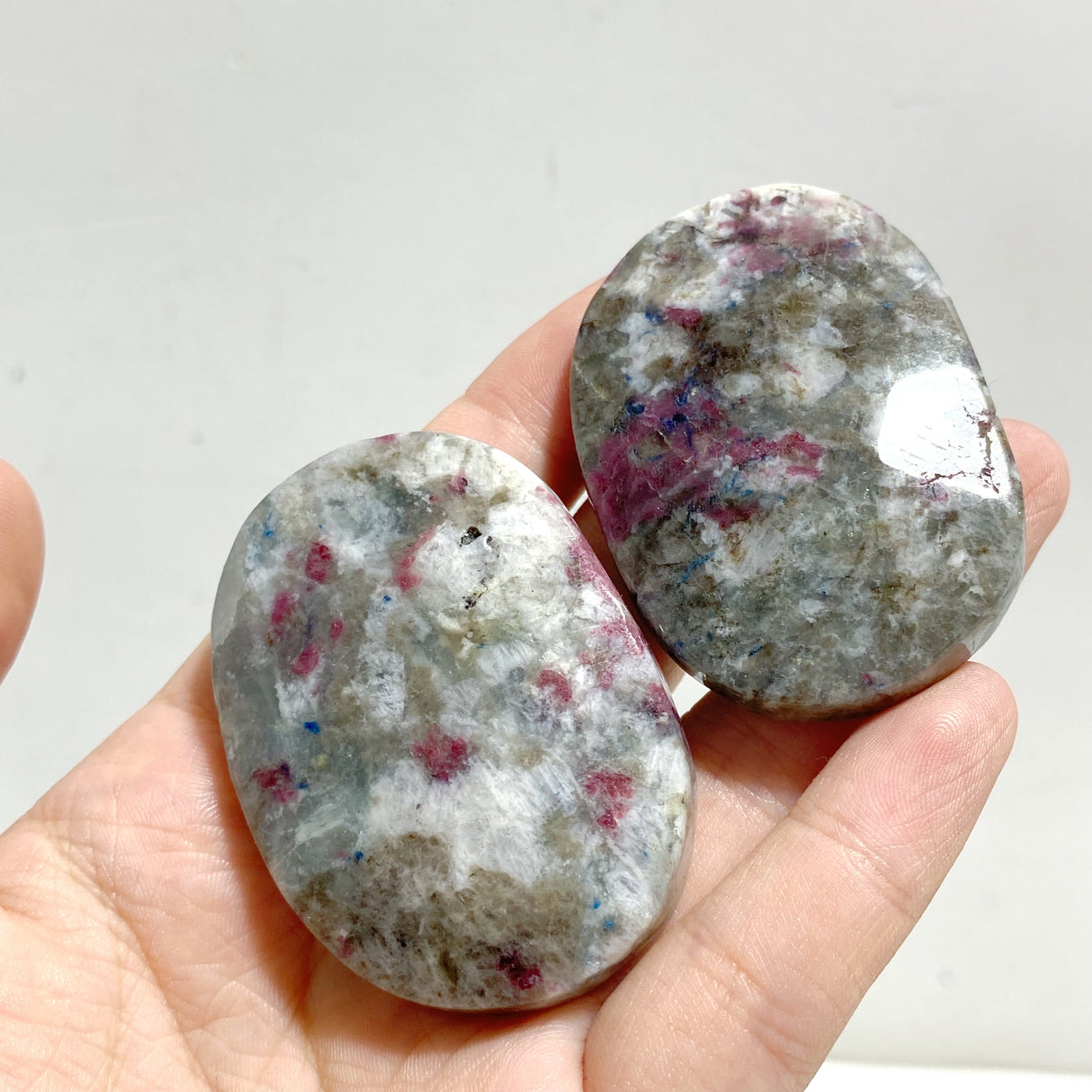Pink & Blue Tourmaline Palm Stone Wholesale (Crack)